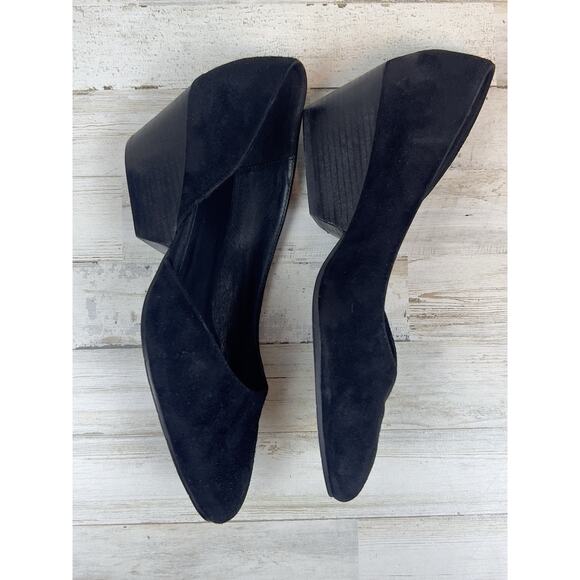 Eileen Fisher Lily Half D'Orsey Heels Size 9 Black Suede Point Toe Block Heel - Picture 5 of 7